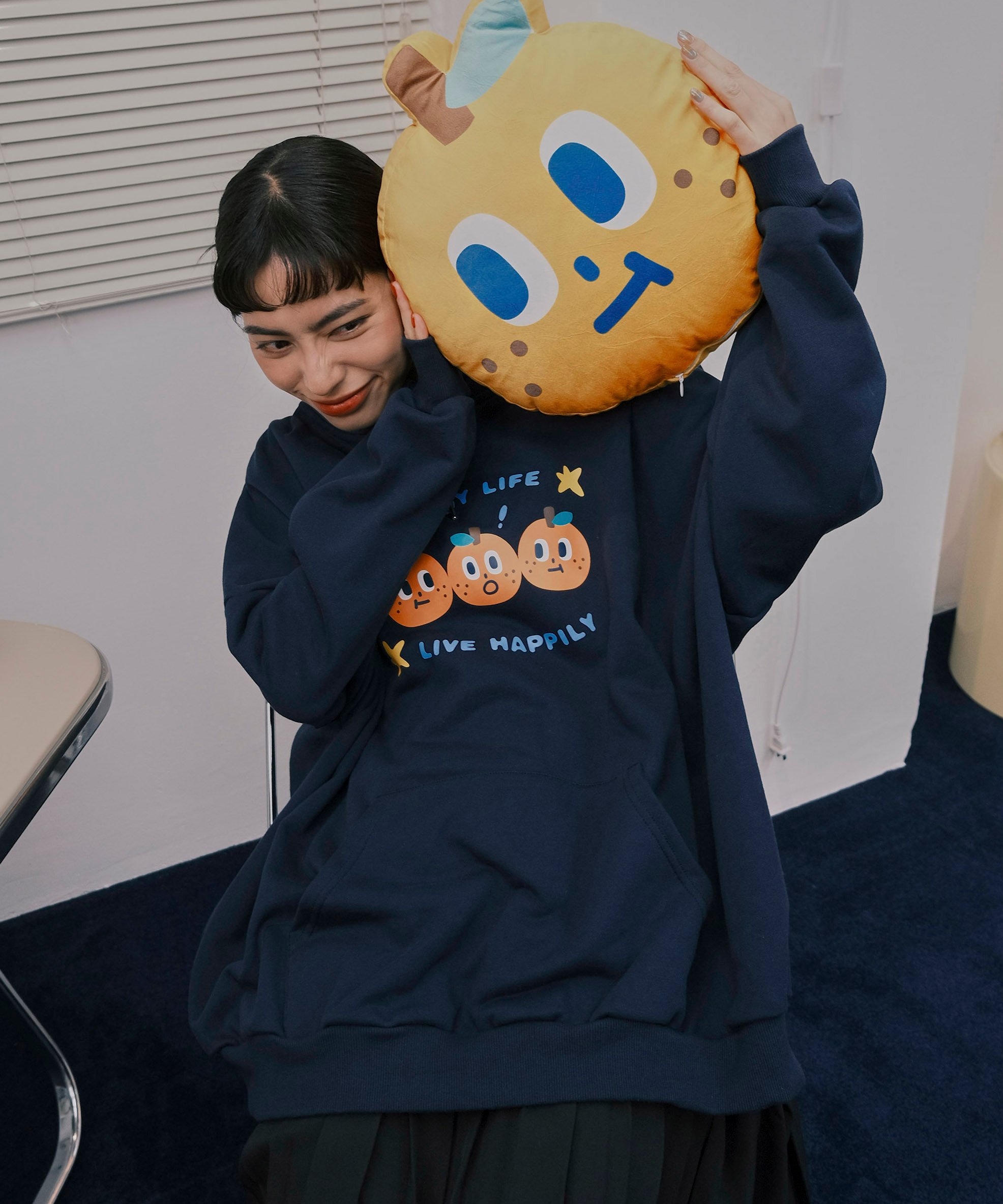 桔利好朋友 連帽tee / 深藍