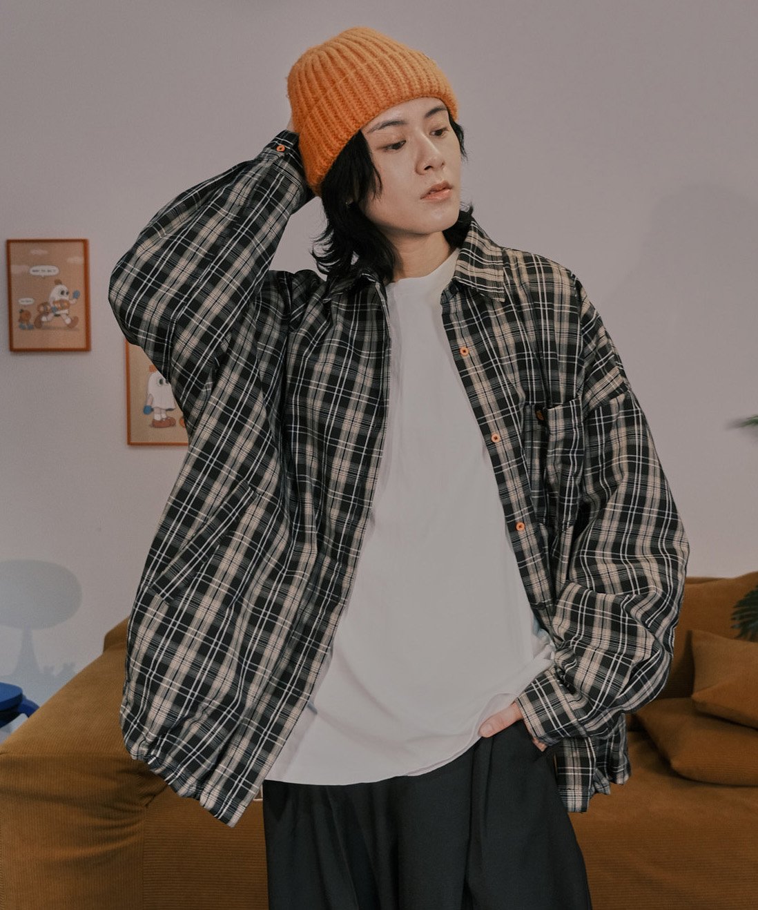 給你一點養份 格紋鋪棉襯衫