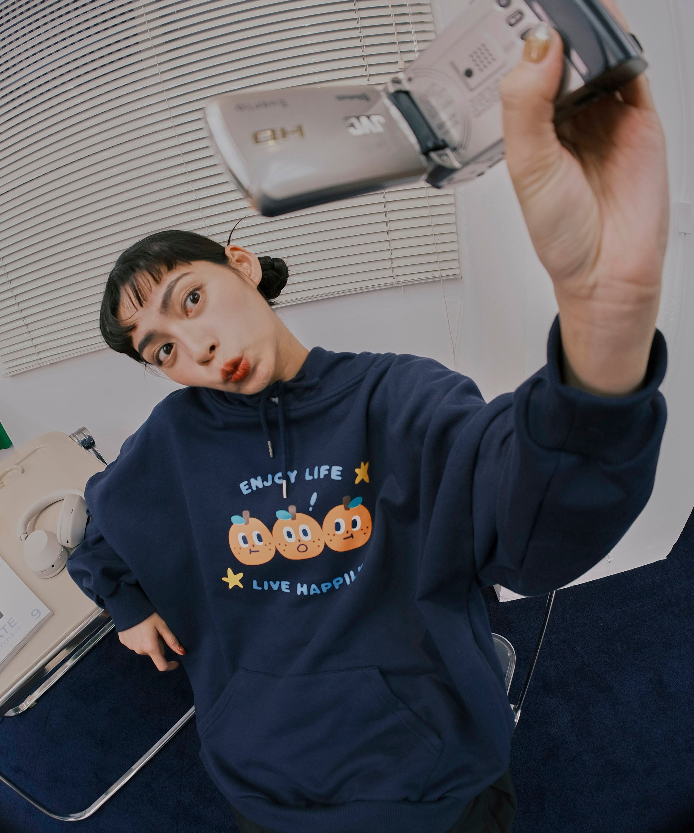 桔利好朋友 連帽tee / 深藍