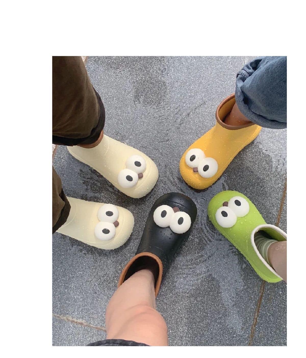 搞怪可愛大眼睛防滑中筒雨鞋  親子款