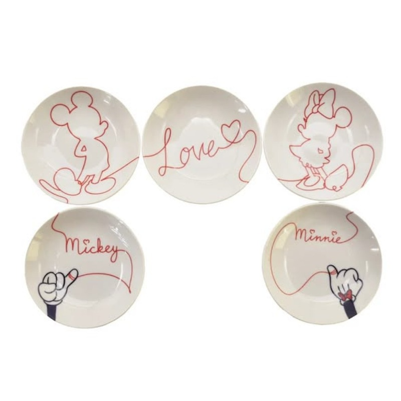 日本製 Disney 迪士尼【紅線之約】情侶造型小碟5件組