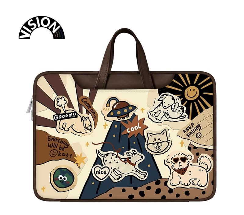 狗狗派對 棕色系可愛狗聚 多功能旅行電腦包