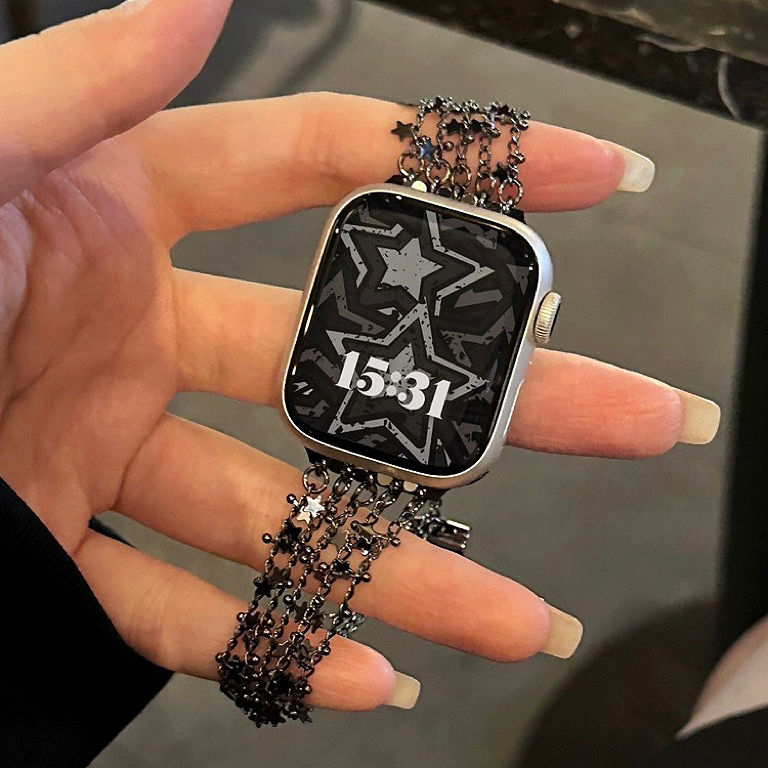 小香風星光錶帶時尚閃耀設計 金屬星星流蘇鏈 Apple Watch 錶帶