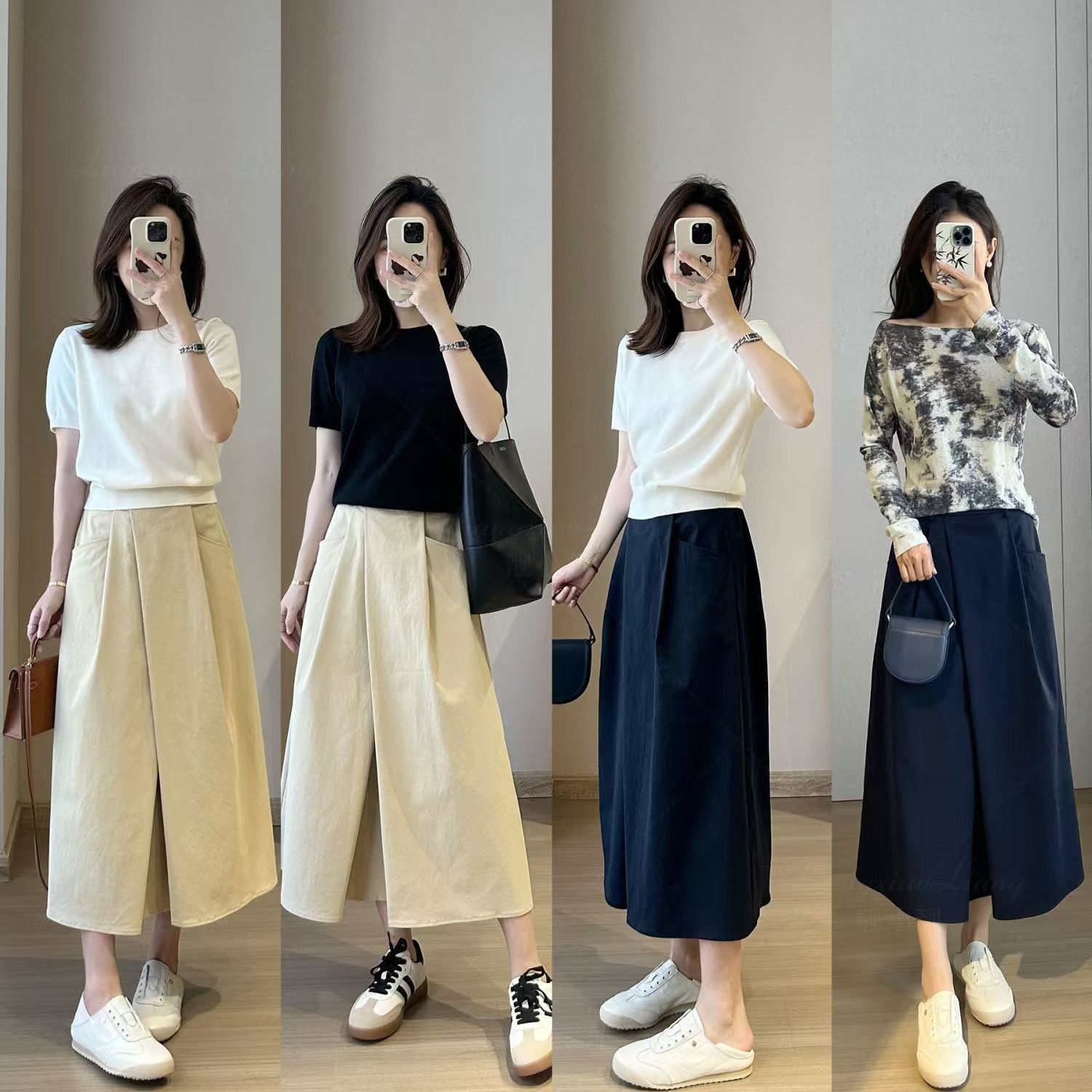 簡約抗皺不對稱半身裙