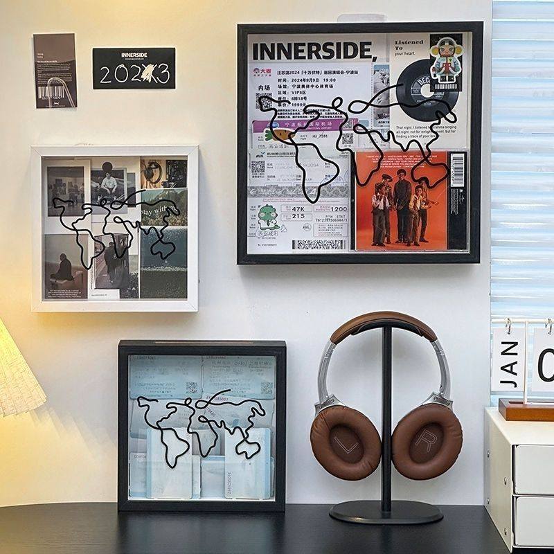 時光記憶旅行五大洲中空相框 演唱會門票收納盒1+1組