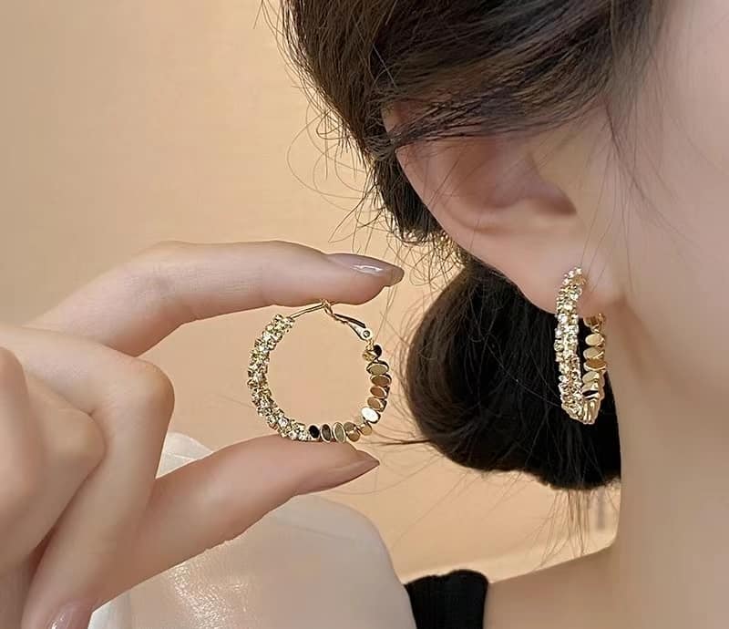 韓國 超美碎銀子圈圈耳環  現貨