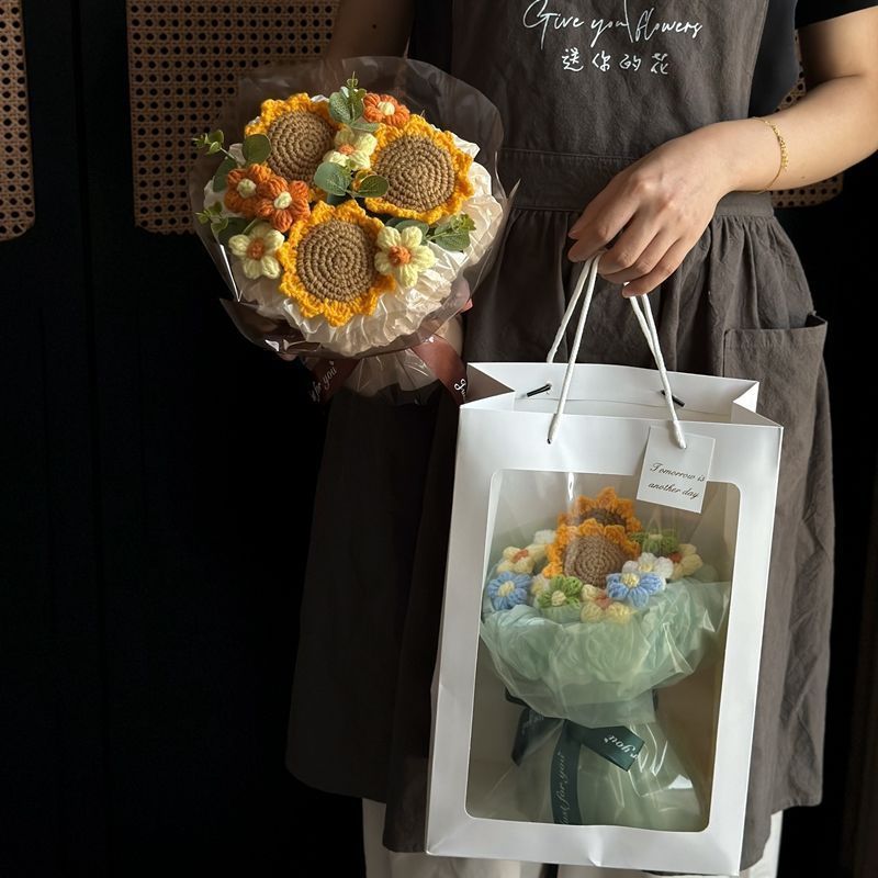 滿滿暖意   手工成品向日葵編織花束