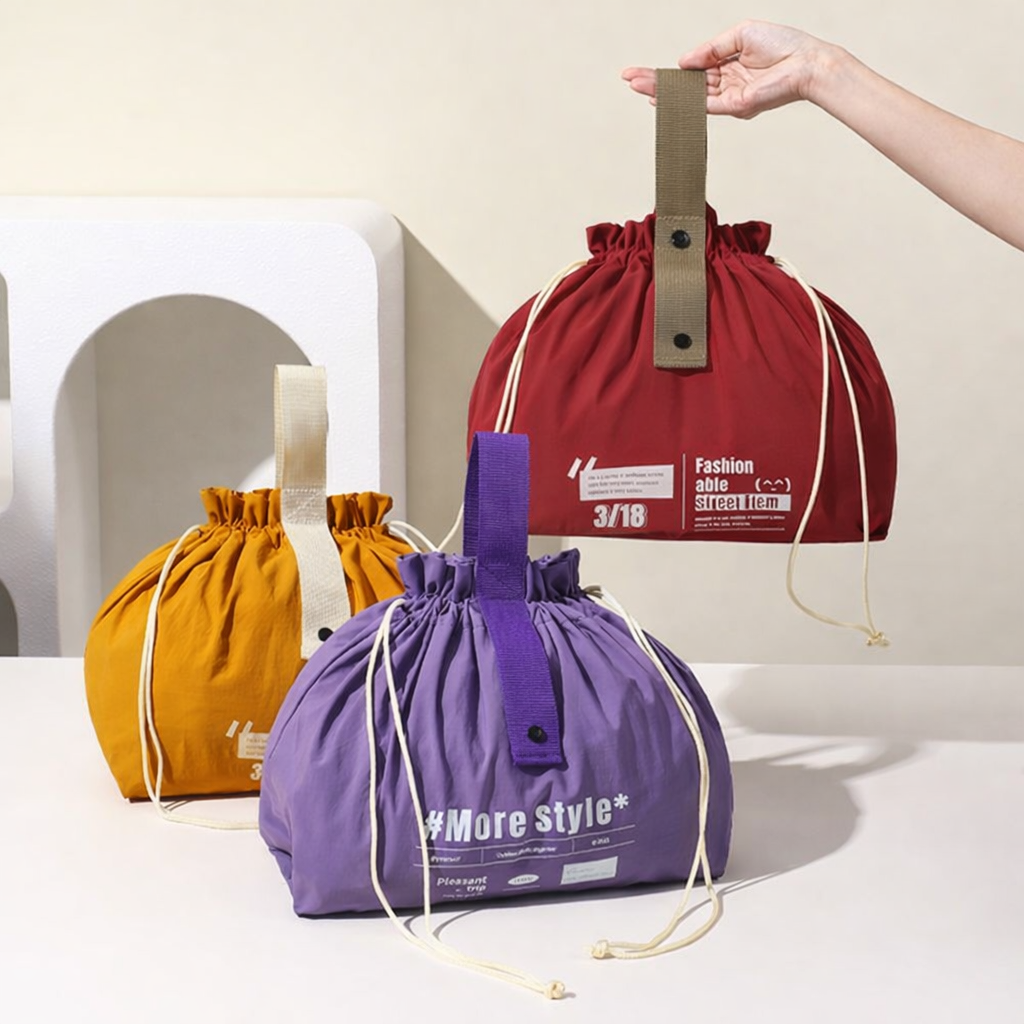 日系束口午餐袋 輕便手提便當包 防水飯盒袋 收納袋