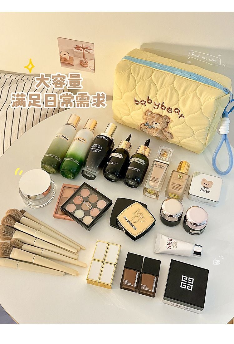 動物系列小熊/小羊/小狗絎縫化妝包收納包 大容量隨身洗漱包