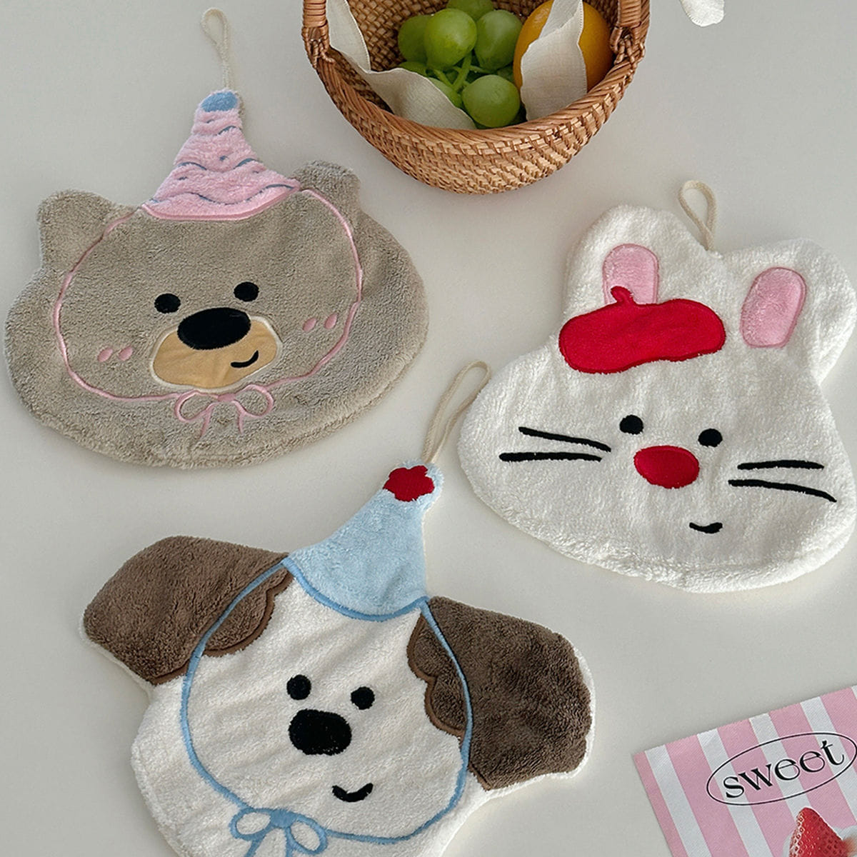 可愛動物吸水擦手巾3條組