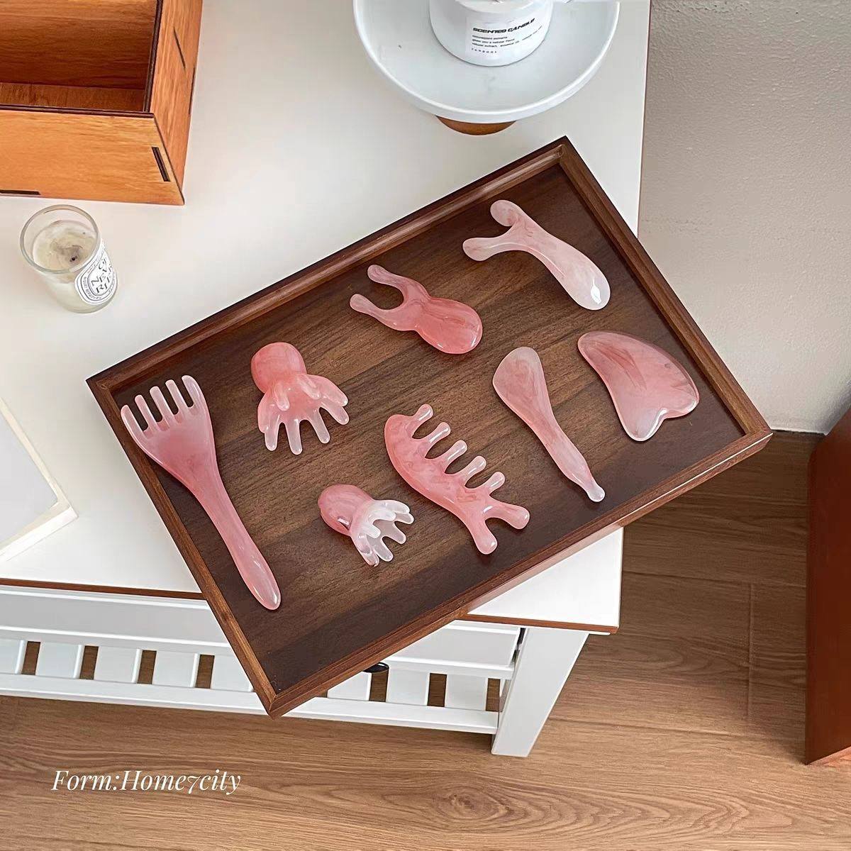 女王專屬 粉色養生美容撥筋絡 按摩八件套組合