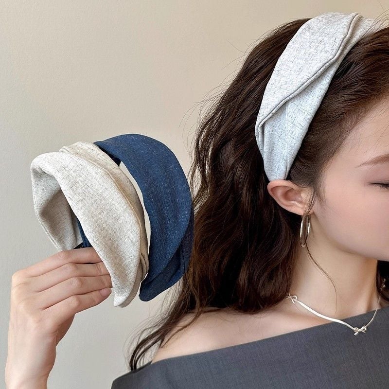 新款高級感氣質藍加灰色髮箍