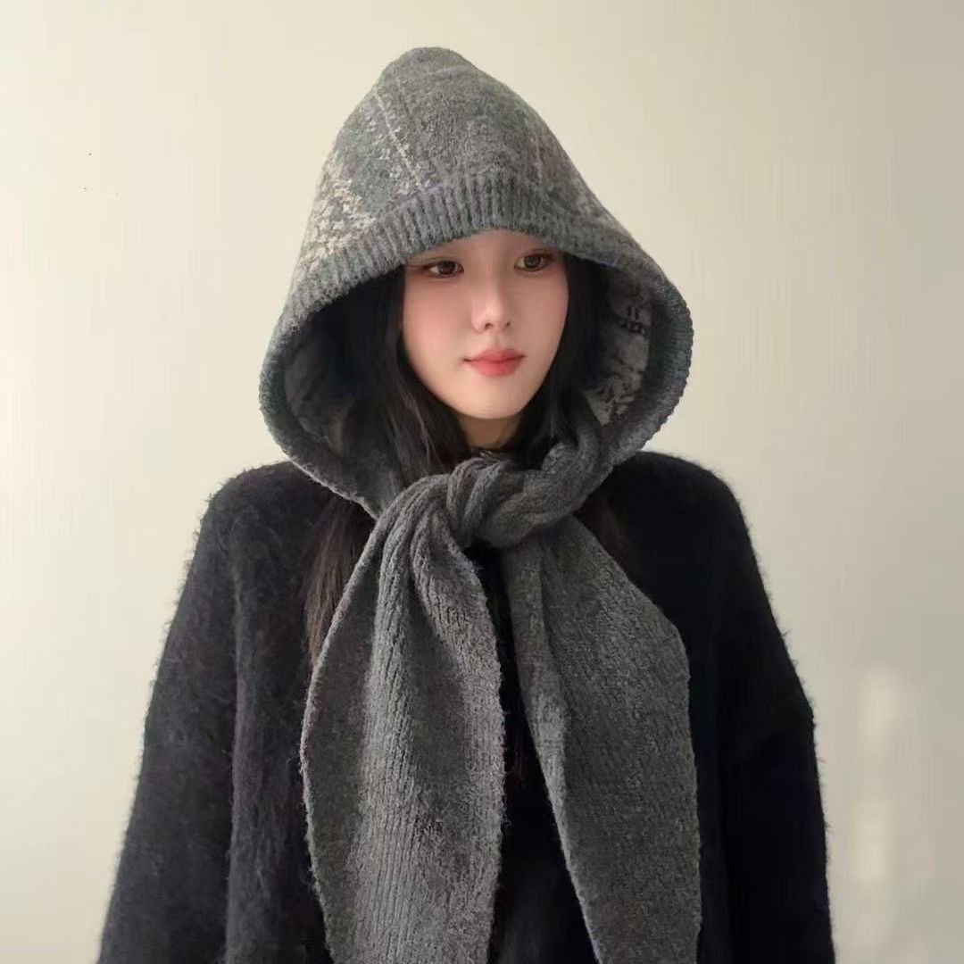 韓系秋冬新款巴拉克拉法圍巾帽