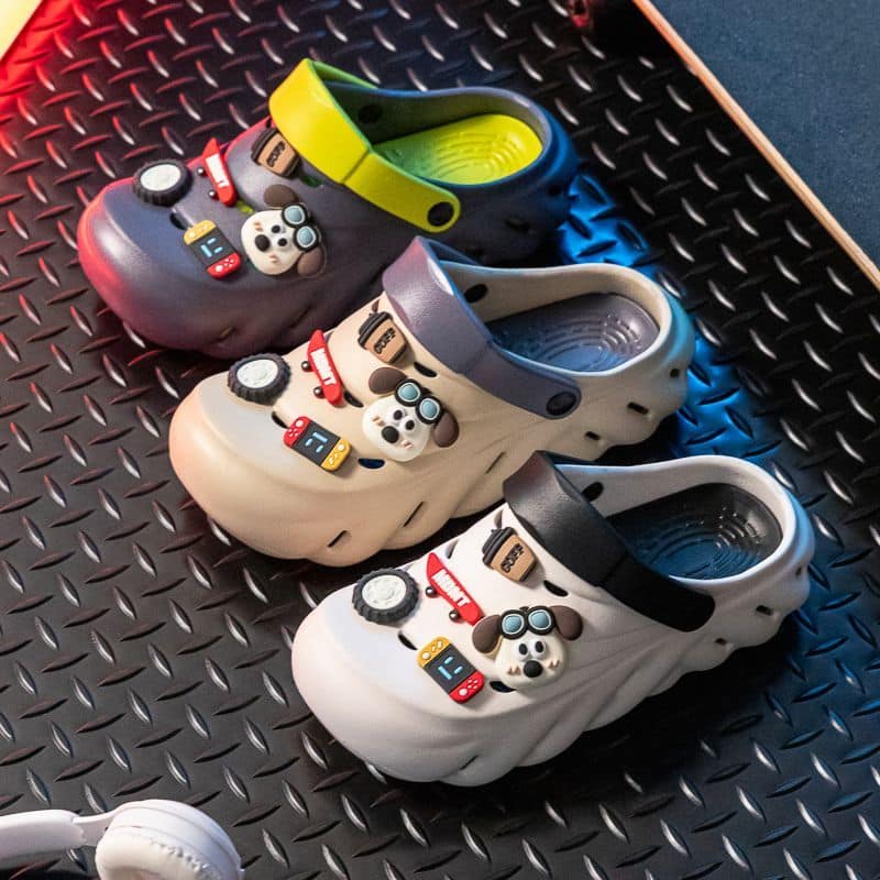 男款掌門狗狗舒適休閒洞洞鞋