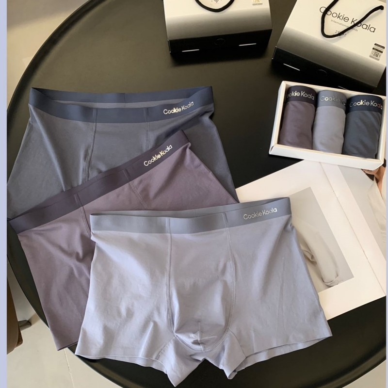零束縛裸感Cookiekoala 舒適立體男士中腰純色無痕平角褲3件組