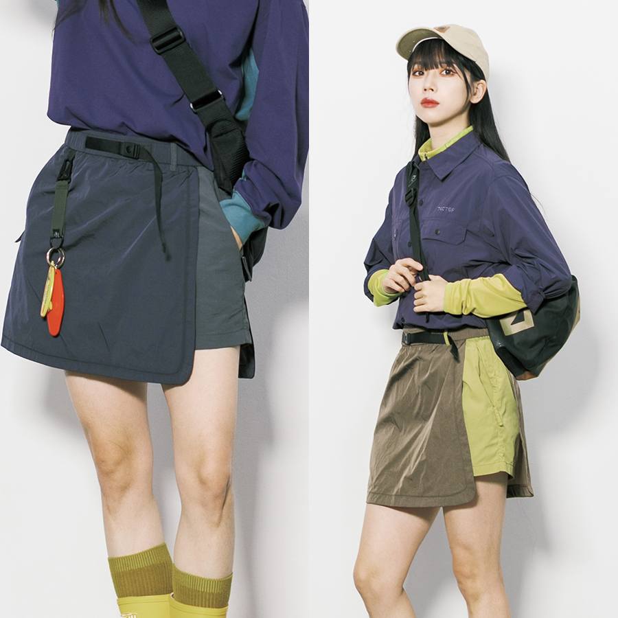 山系戶外工裝半身裙 防走光短裙 A字百搭運動傘裙褲