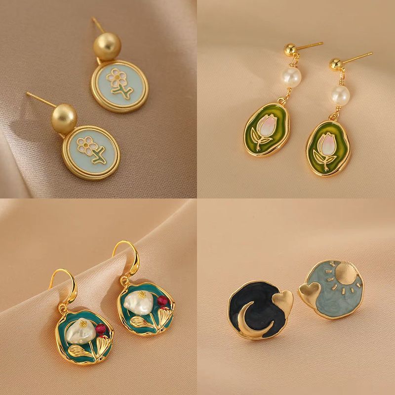 輕奢設計感油畫風耳環四入組