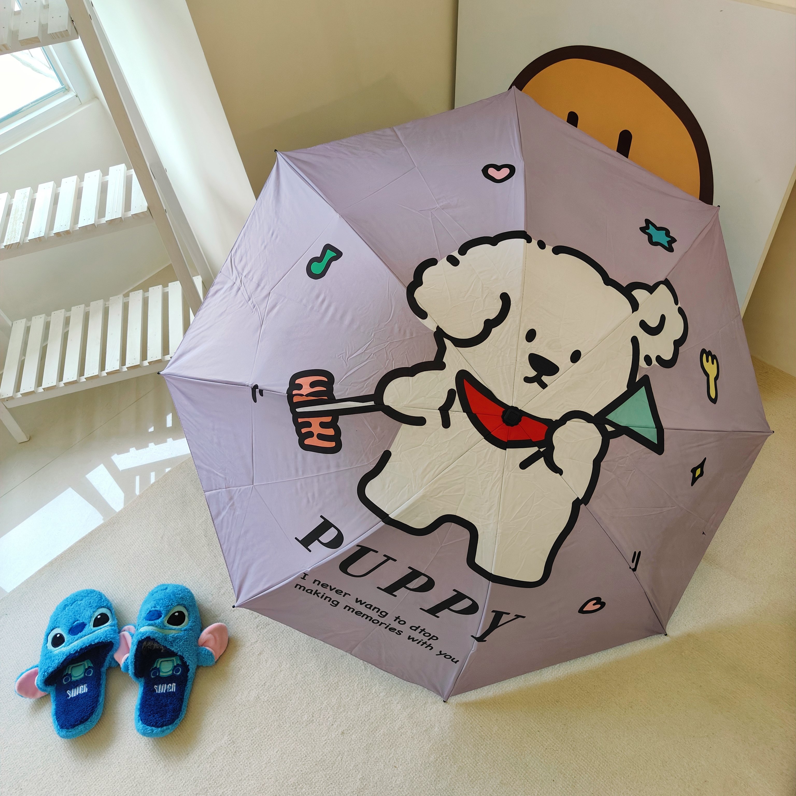 可愛線條小狗晴雨兩用傘