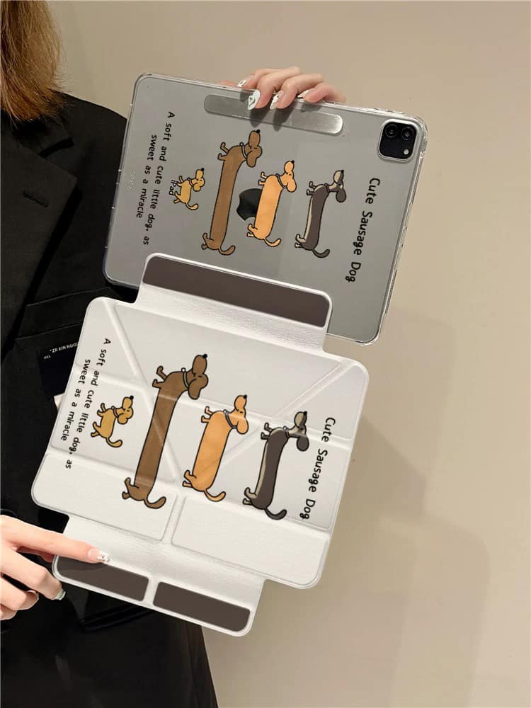 大中小臘腸狗 可愛臘腸狗Y型iPad平板保護套