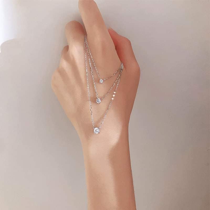 仙氣簡約單鑽純銀項鍊