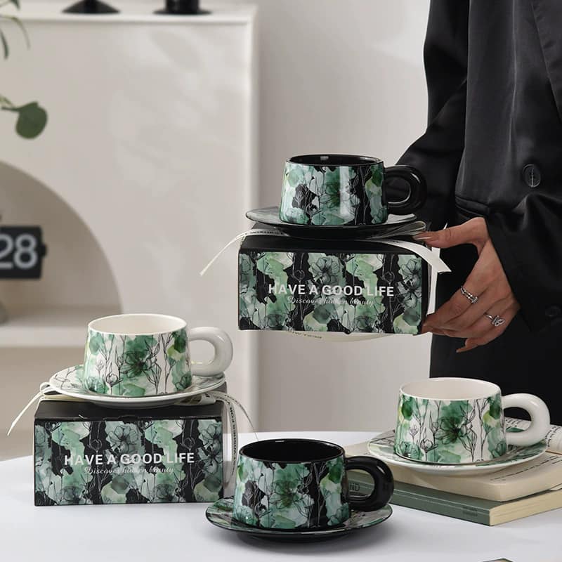 生日禮物 青瀾手繪高級感咖啡杯套裝