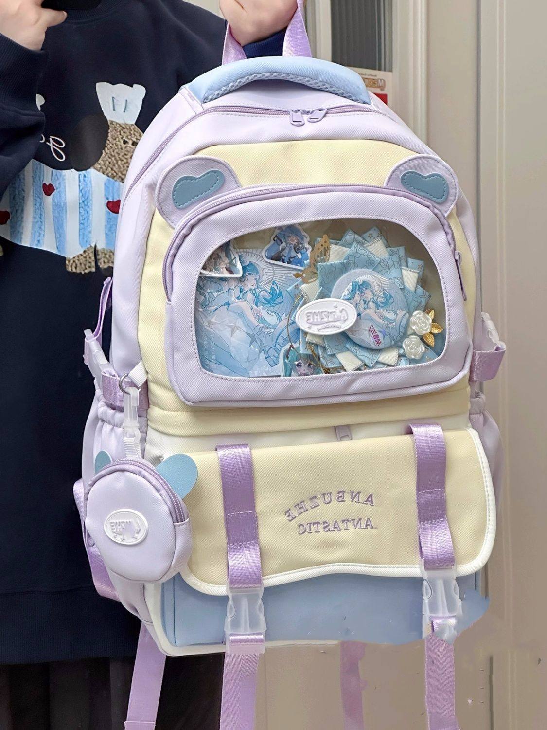 日系甜妹痛包雙肩包 可愛透明展示窗＋萌系耳朵造型