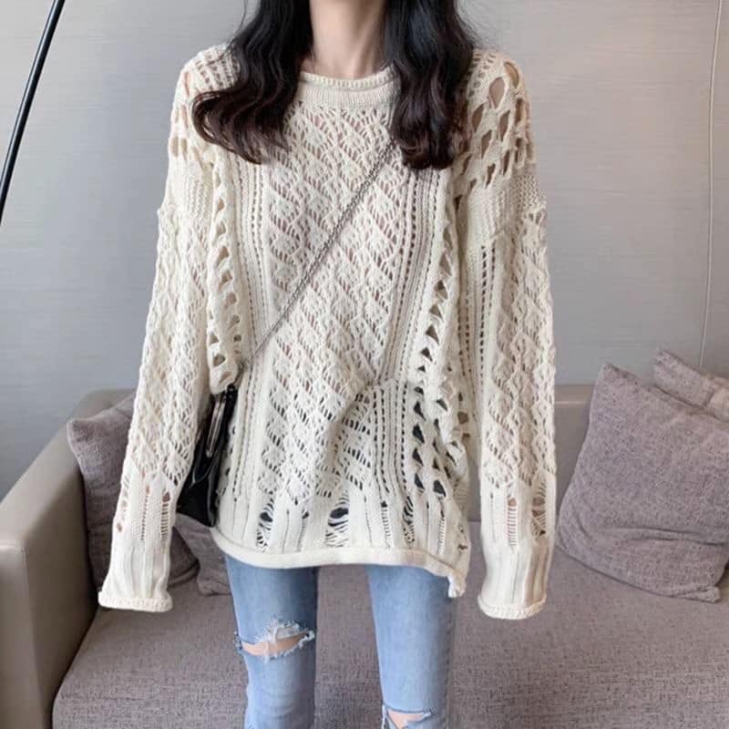 鏤空破洞慵懶風韓系毛衣