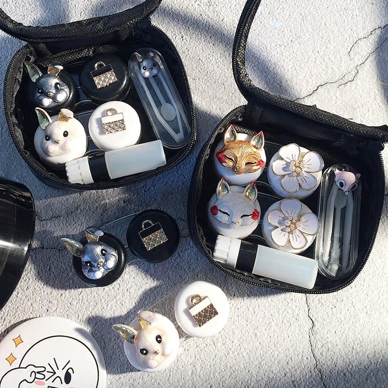 超高檔優質藝術品傑作的隱形眼鏡盒組  兔子現貨免運