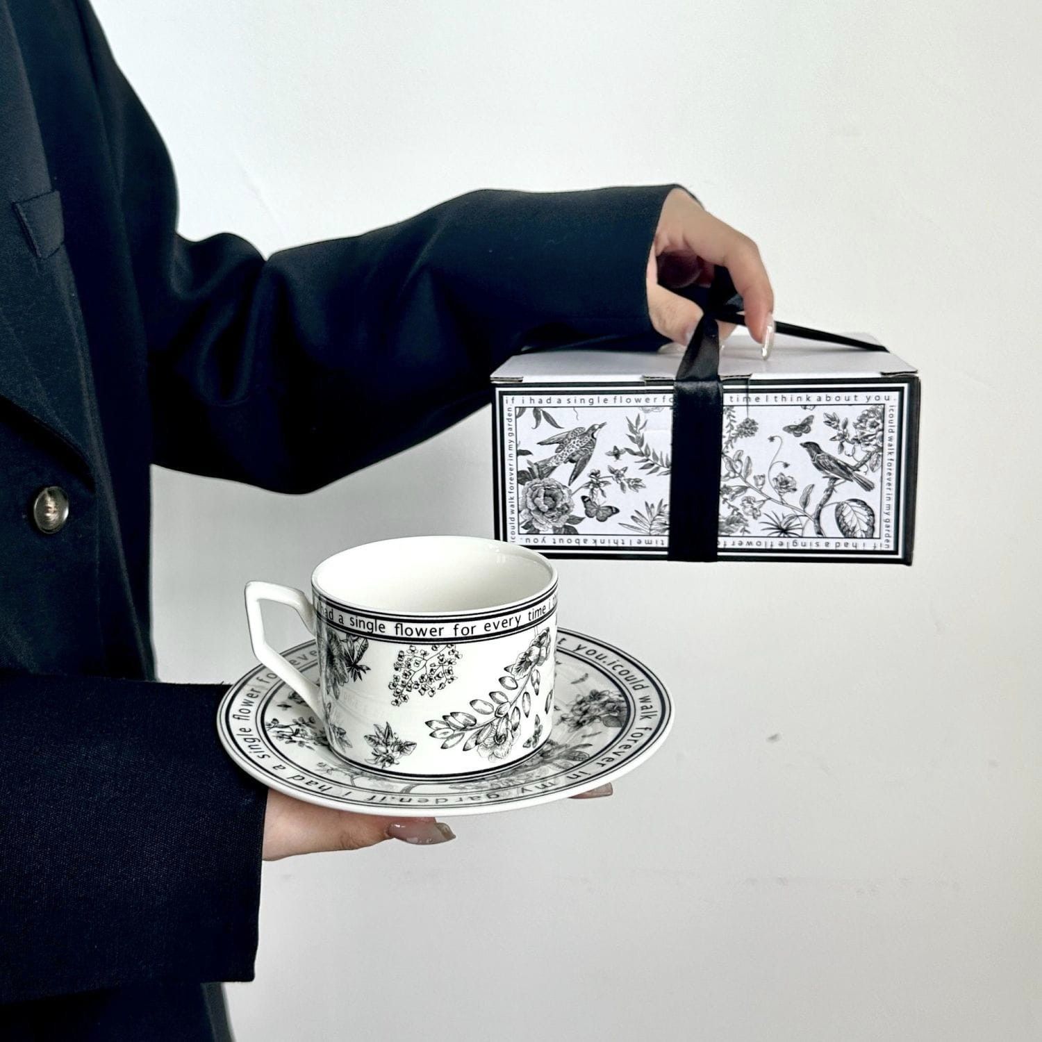 生日禮物 小香風手繪高級感咖啡杯套裝