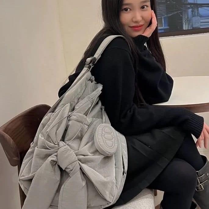 韓國設計師品牌系帶雙肩包