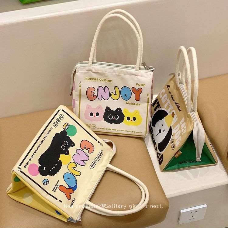 可愛便當保溫袋大容量學生午餐袋  防水鋁膜手提飯盒包