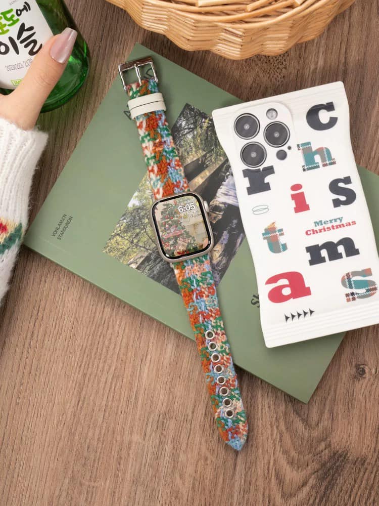 氛圍感毛呢彩色碰撞Apple watch錶帶