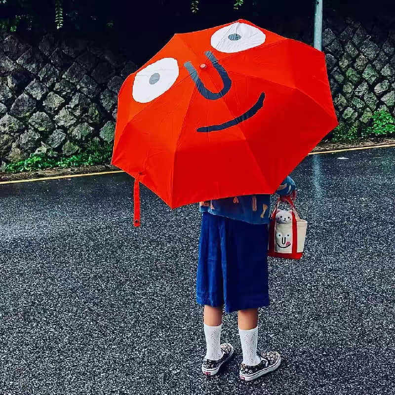 搞怪表情晴雨兩用自動雨傘
