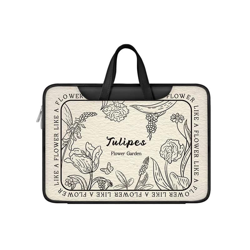 優雅鬱金香 黑白鬱金香多功能旅行電腦包