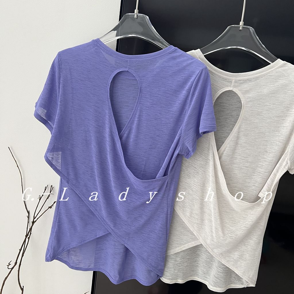 夏季竹節紗透氣美背T恤