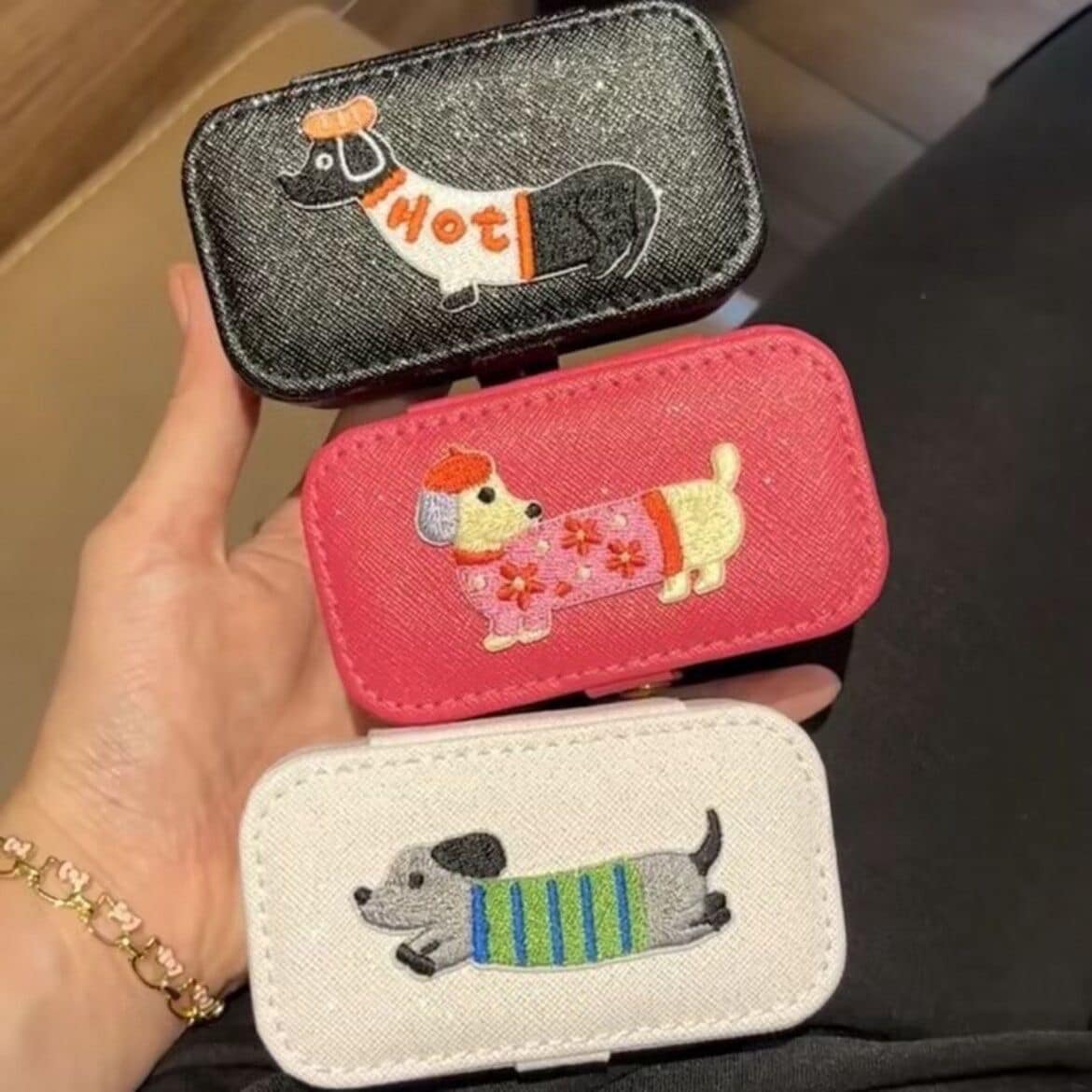 可愛臘腸小狗首飾收納盒