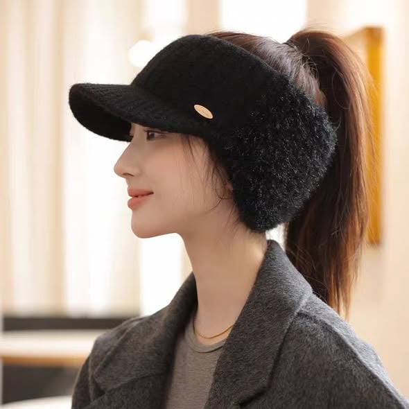 韓版保暖毛絨護耳冬季百搭空頂帽
