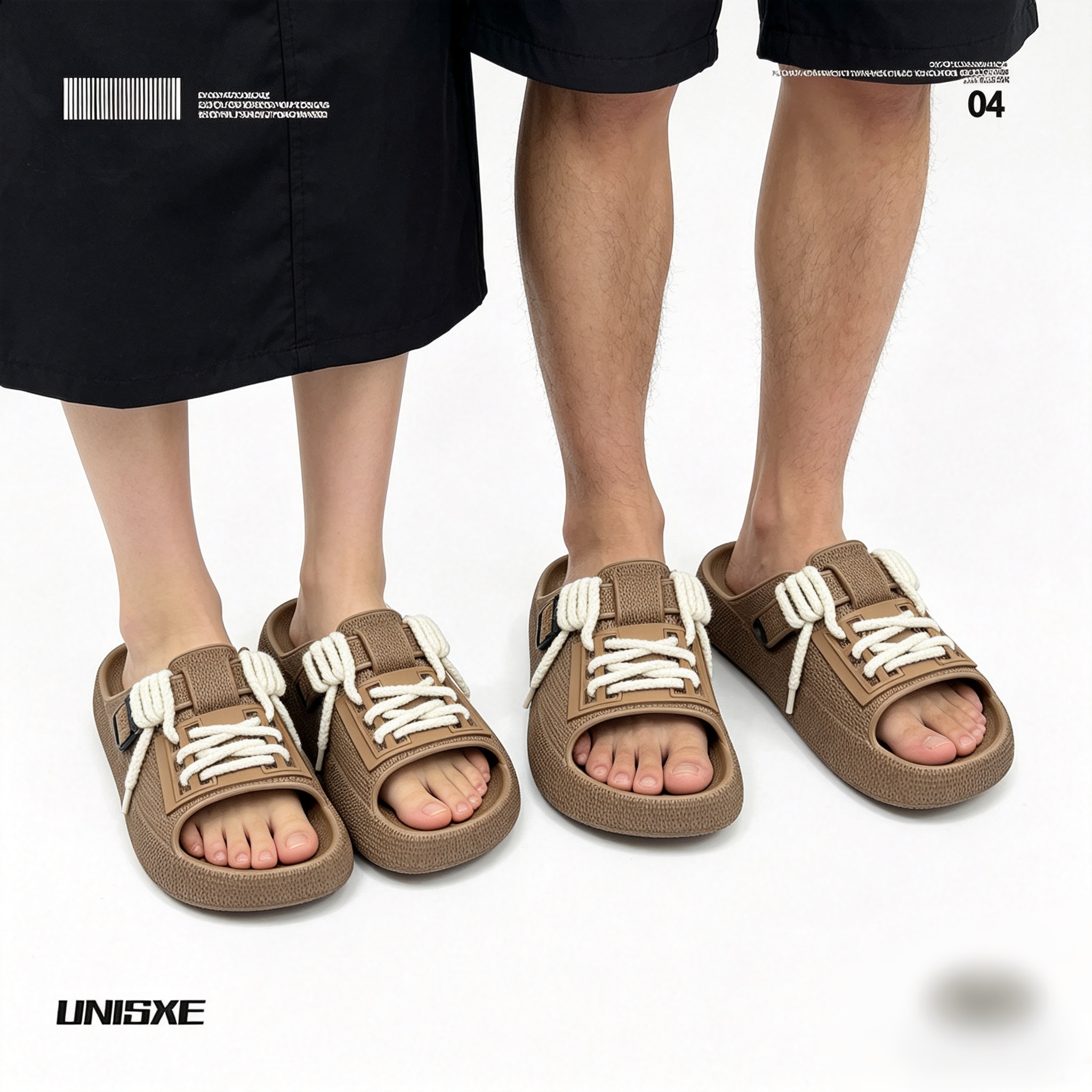 情侶款個性厚底設計感DIY鞋帶拖鞋