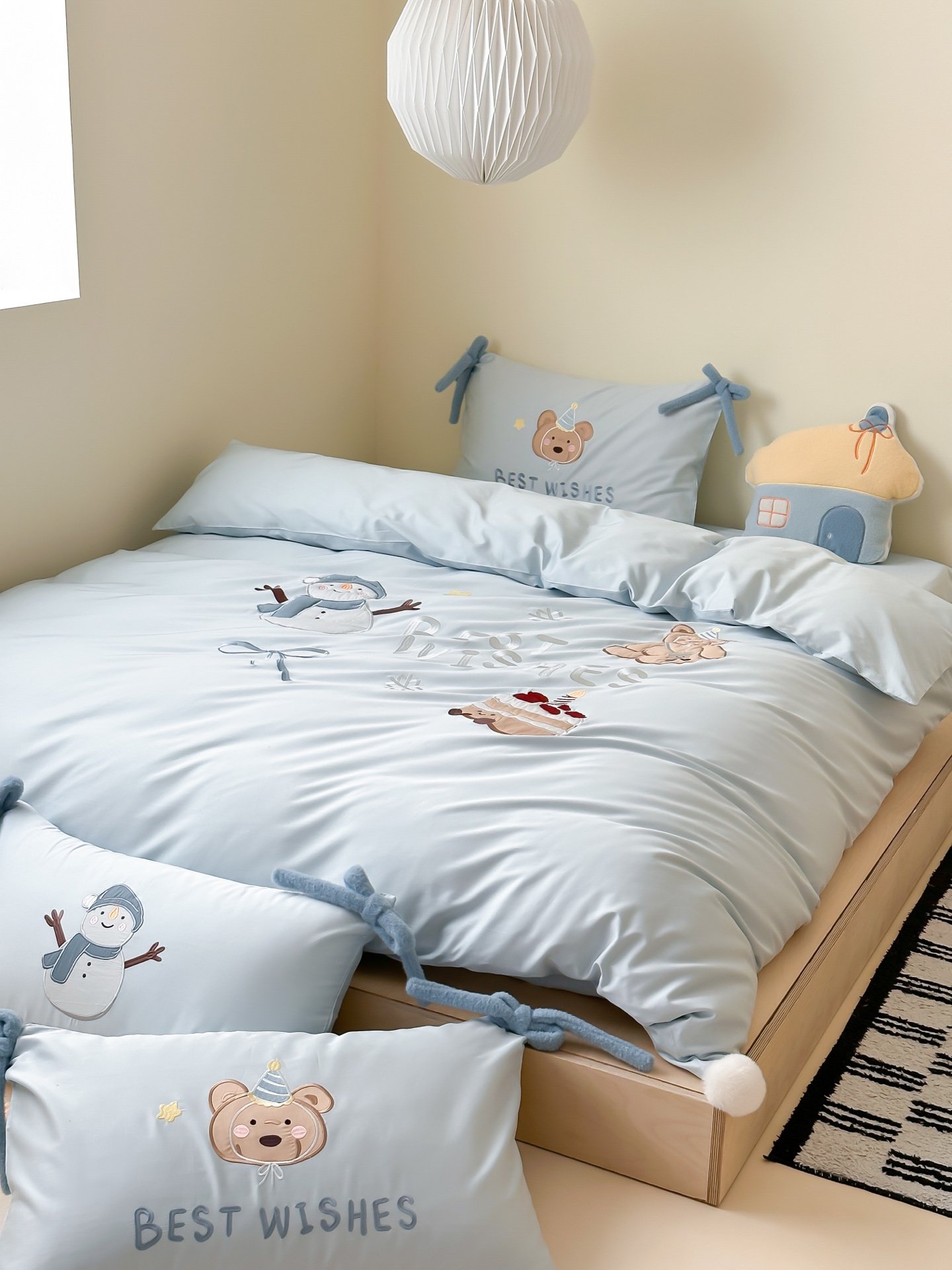 小清新藍色系卡通全棉四件套