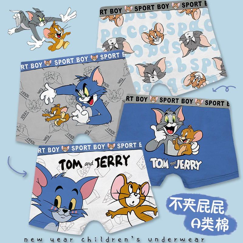 純棉男童貓和老鼠四角平口褲 內褲