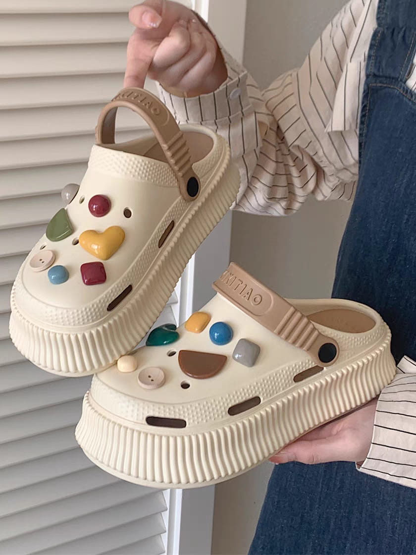洞洞鞋 可愛糖果色系增高厚底拖鞋
