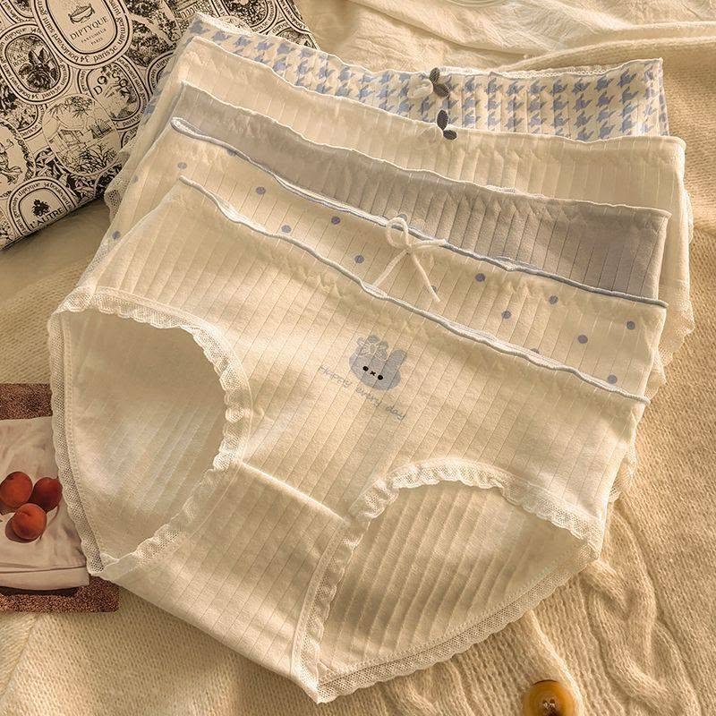 A類棉藍色系中大女童中腰三角內褲 5件組