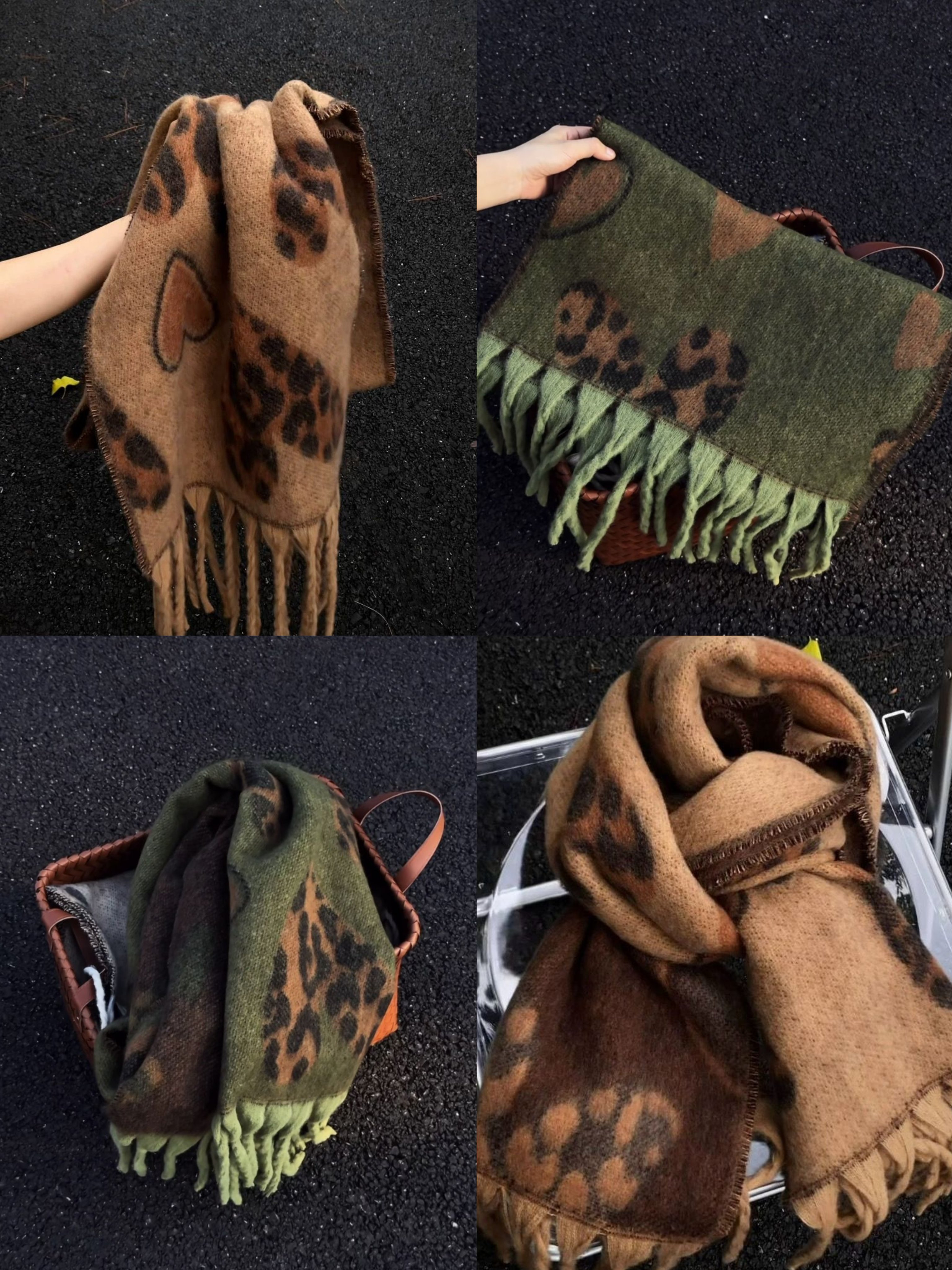 挪威森林．復古老錢風豹紋圍巾 加厚溫暖披肩