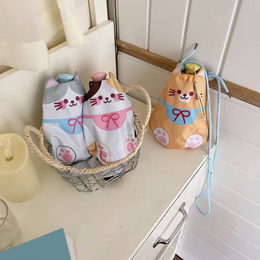 包裹一隻貓出門 貓咪造型斜背收納包五折晴雨兩用傘