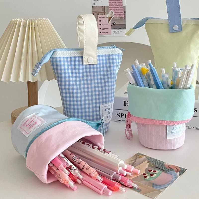 繽紛馬卡龍色系可站立筆袋