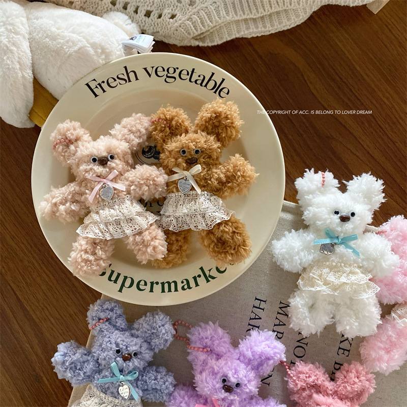 韓國東大門新款 甜美可愛蕾絲扭扭棒小熊掛件