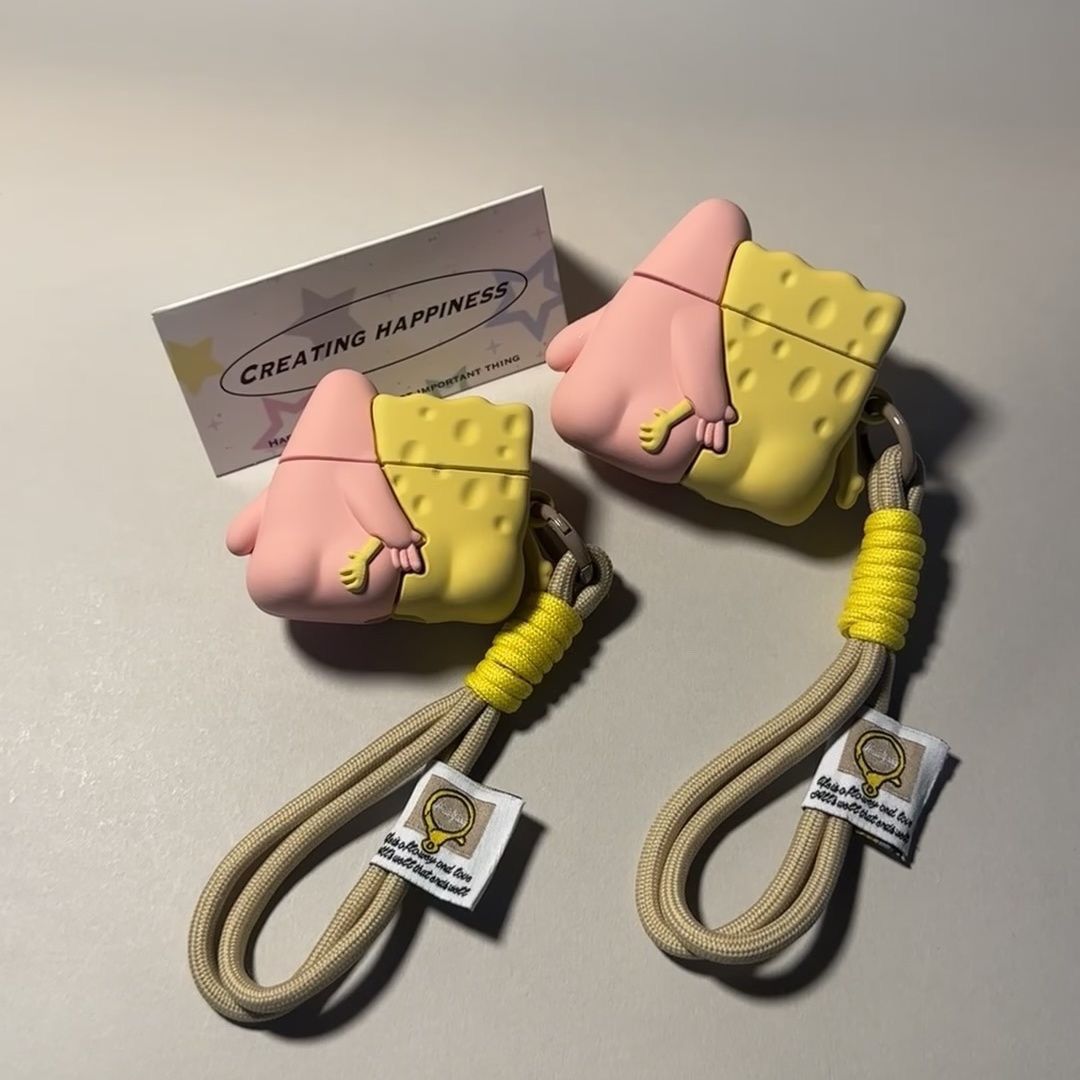 好朋友一起抱抱 蘋果系列耳機套附掛繩