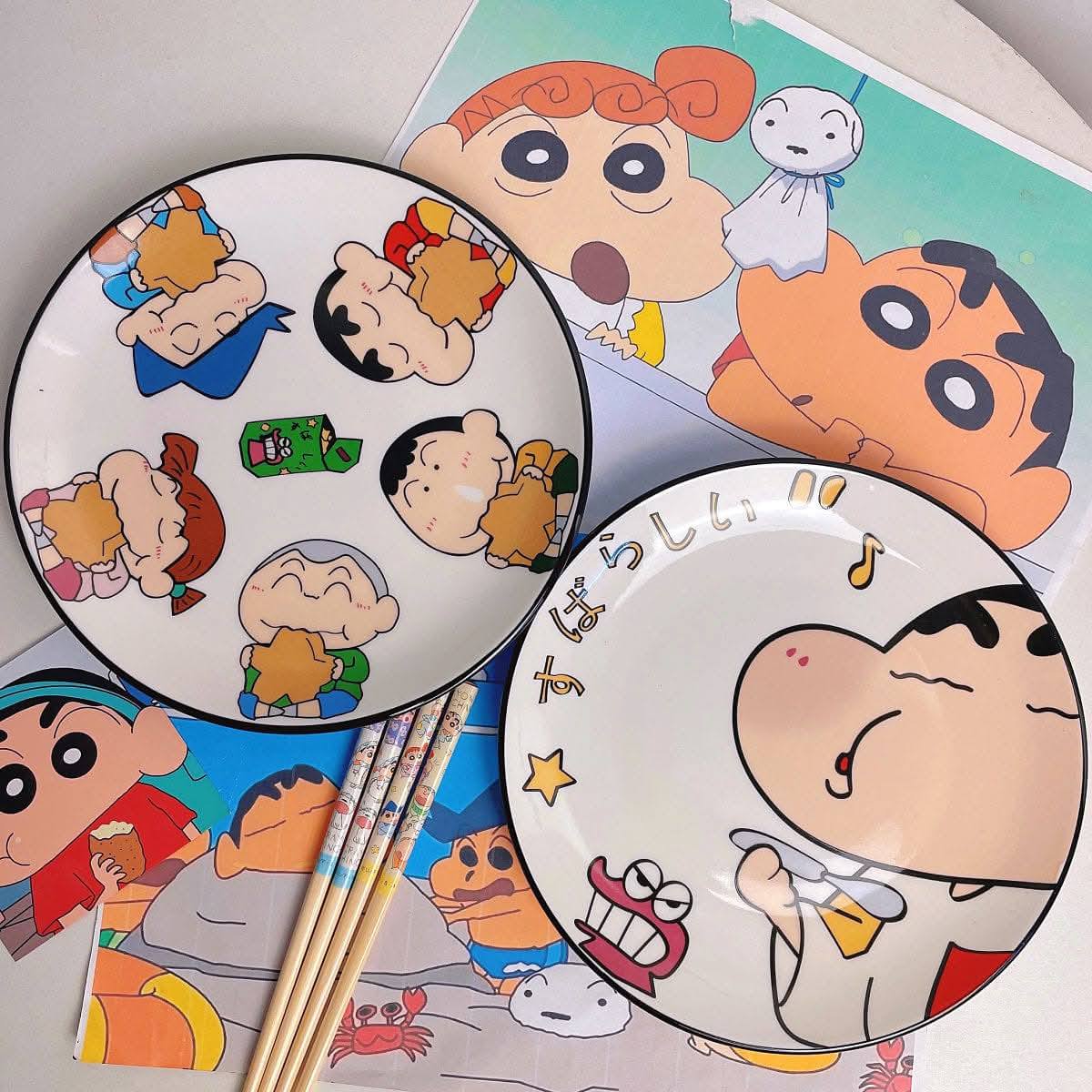 新款式 卡通陶瓷蠟筆小新家用餐盤