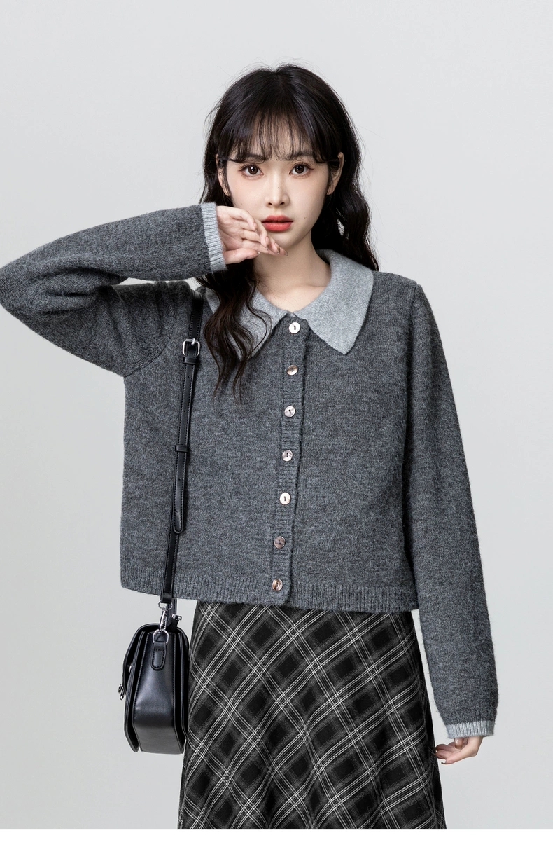 秋冬百搭氣質學院風假兩件針織衫