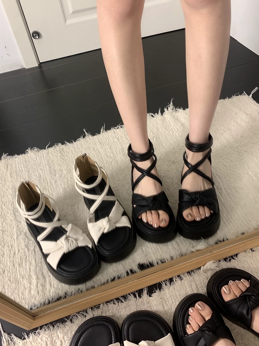 厚底不累腳絕美綁帶羅馬涼鞋